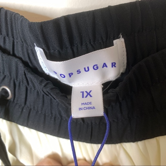 NWT PopSugar Black & Cream Pleated Midi Skirt 1X - Picture 7 of 8